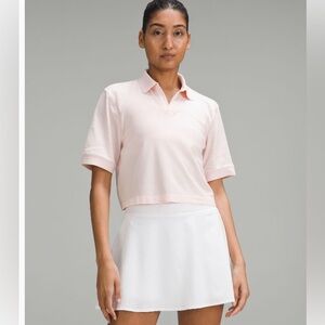 lululemon athletica Light Pink Cropped Button-Down Polo Top